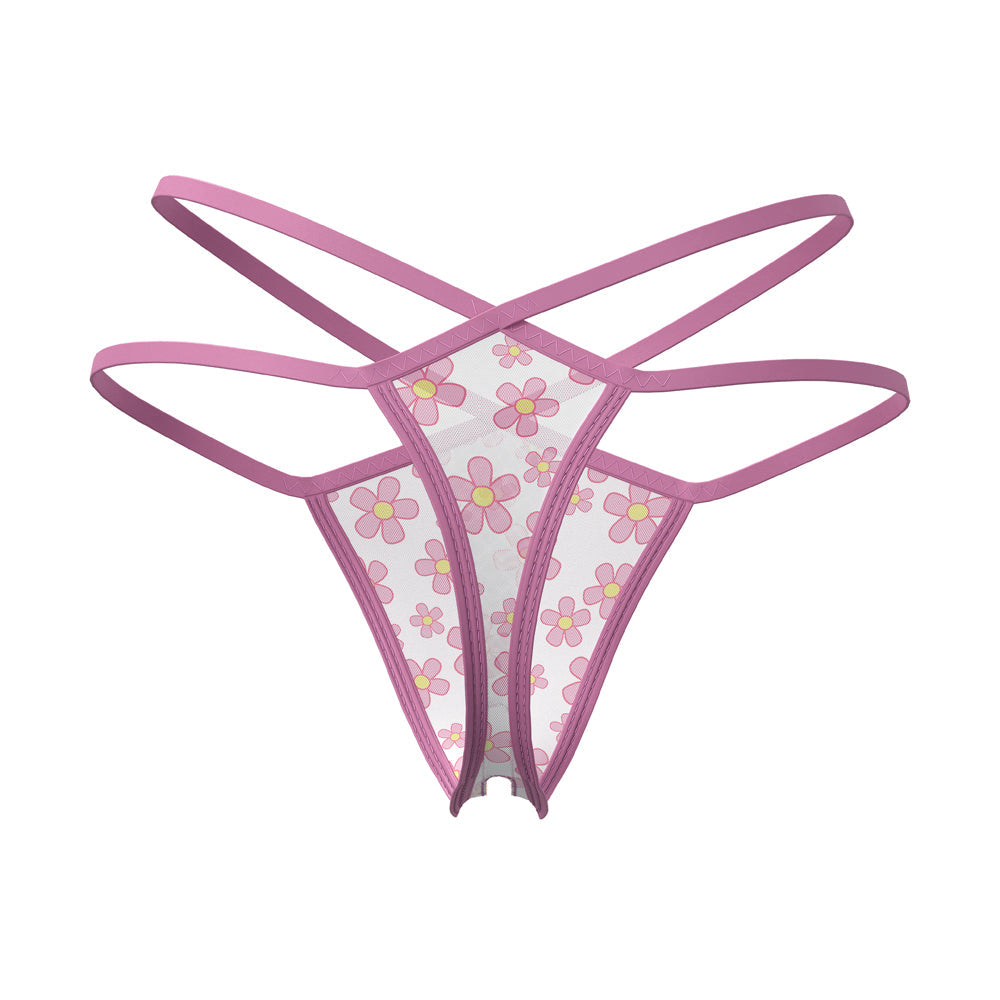 MAGIC SILK - DAISY SPLIT CROTCH THONG DAISY PRINT S/M