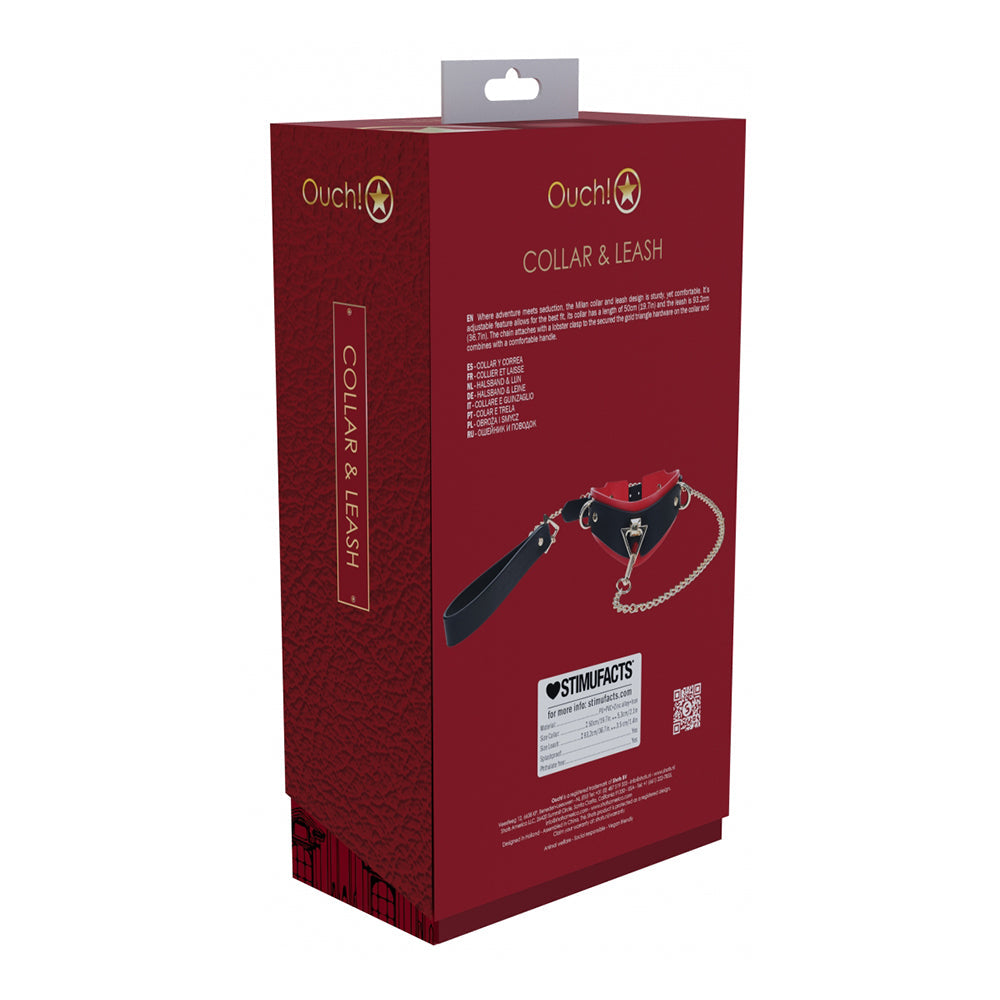 OUCH! INTERNATIONAL MILAN COLLECTION COLLAR WITH LEASH