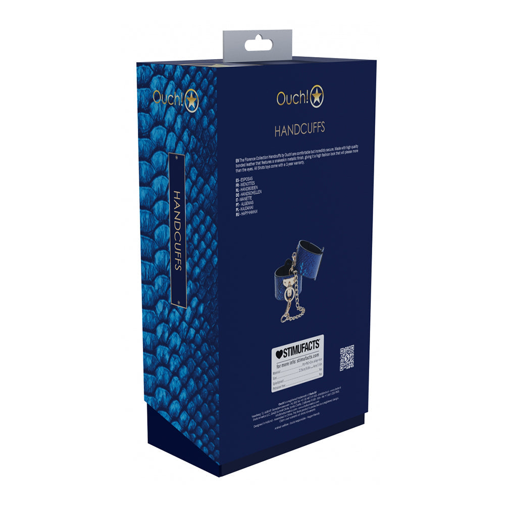 OUCH! INTERNATIONAL FLORENCE COLLECTION HANDCUFFS BLUE
