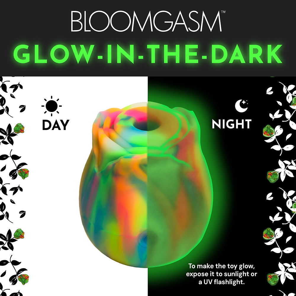 XR BRANDS - BLOOMGASM GLOW ROSE GLOW-IN-THE-DARK ROSE CLIT STIMULATOR