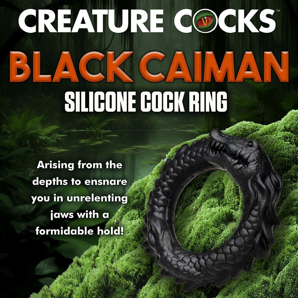 XR BRANDS - CREATURE COCKS BLACK CAIMAN SILICONE COCK RING