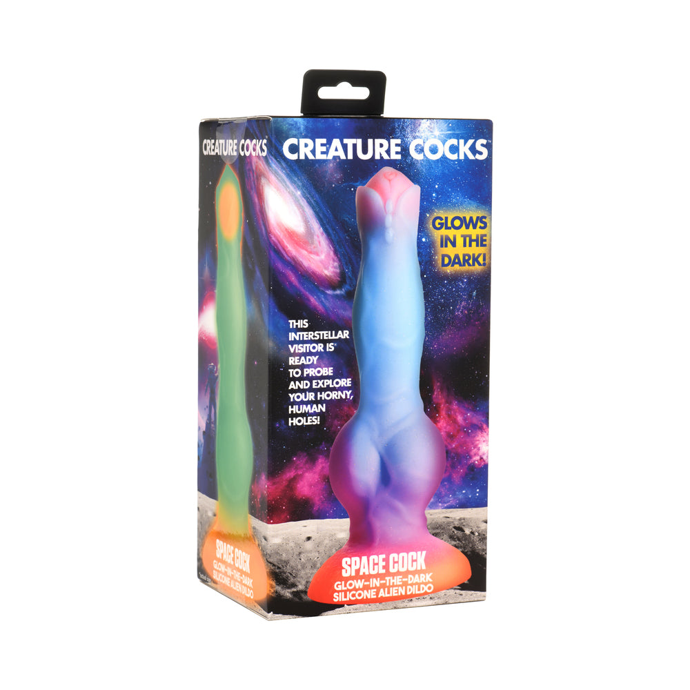 XR BRANDS - CREATURE COCKS SPACE COCK GLOW-IN-THE-DARK SILICONE ALIEN DILDO
