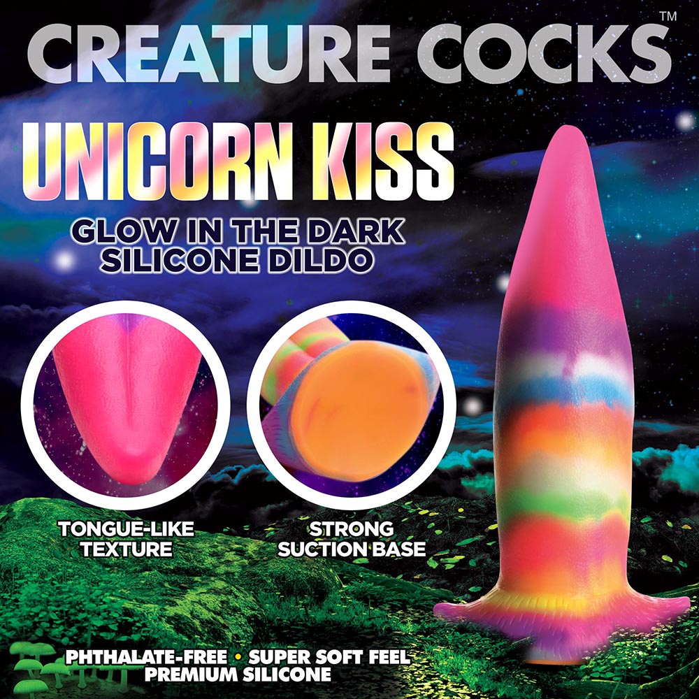 CREATURE COCKS UNICORN TONGUE GLOW-IN-THE-DARK SILICONE DILDO