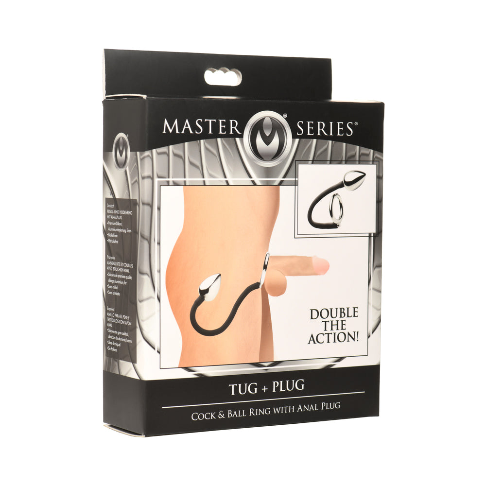 XR BRANDS - MASTER SERIES TUG + PLUG COCK & BALL RING WITH ANAL PLUG