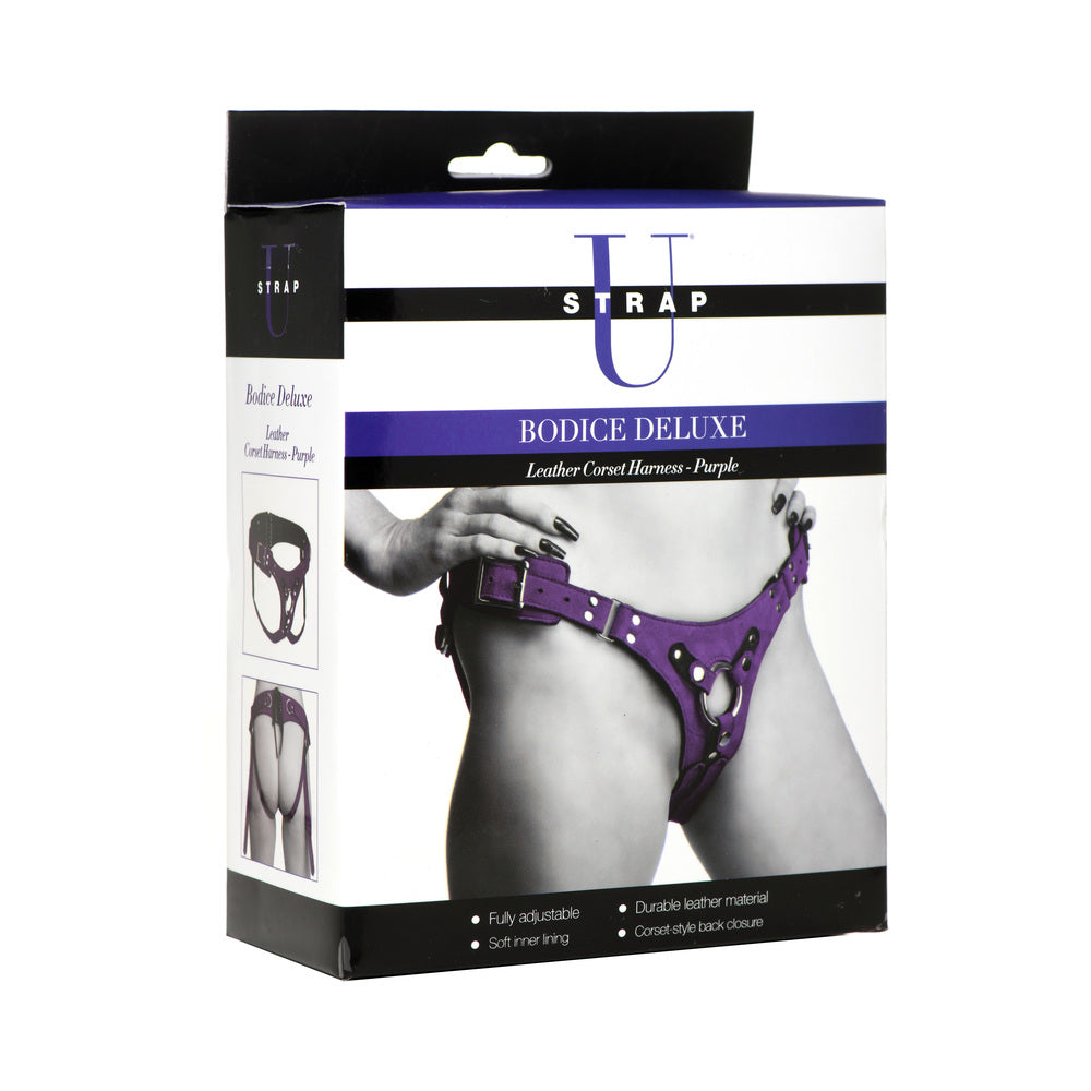 XR BRANDS - STRAP U BODICE DELUXE LEATHER CORSET HARNESS