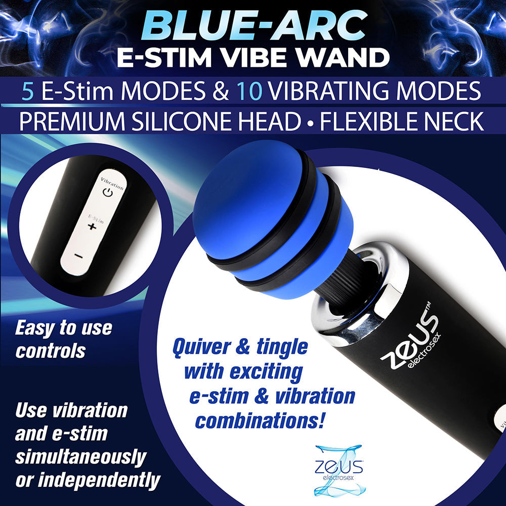 XR BRANDS - ZEUS ELECTROSEX E-STIM VIBRATING WAND MASSAGER