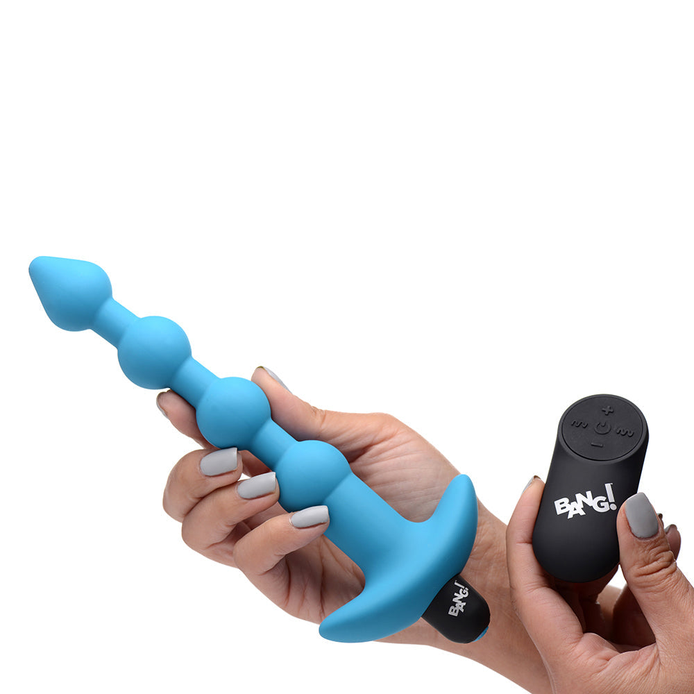 BANG! VIBRATING SILICONE ANAL BEADS & REMOTE CONTROL BLUE