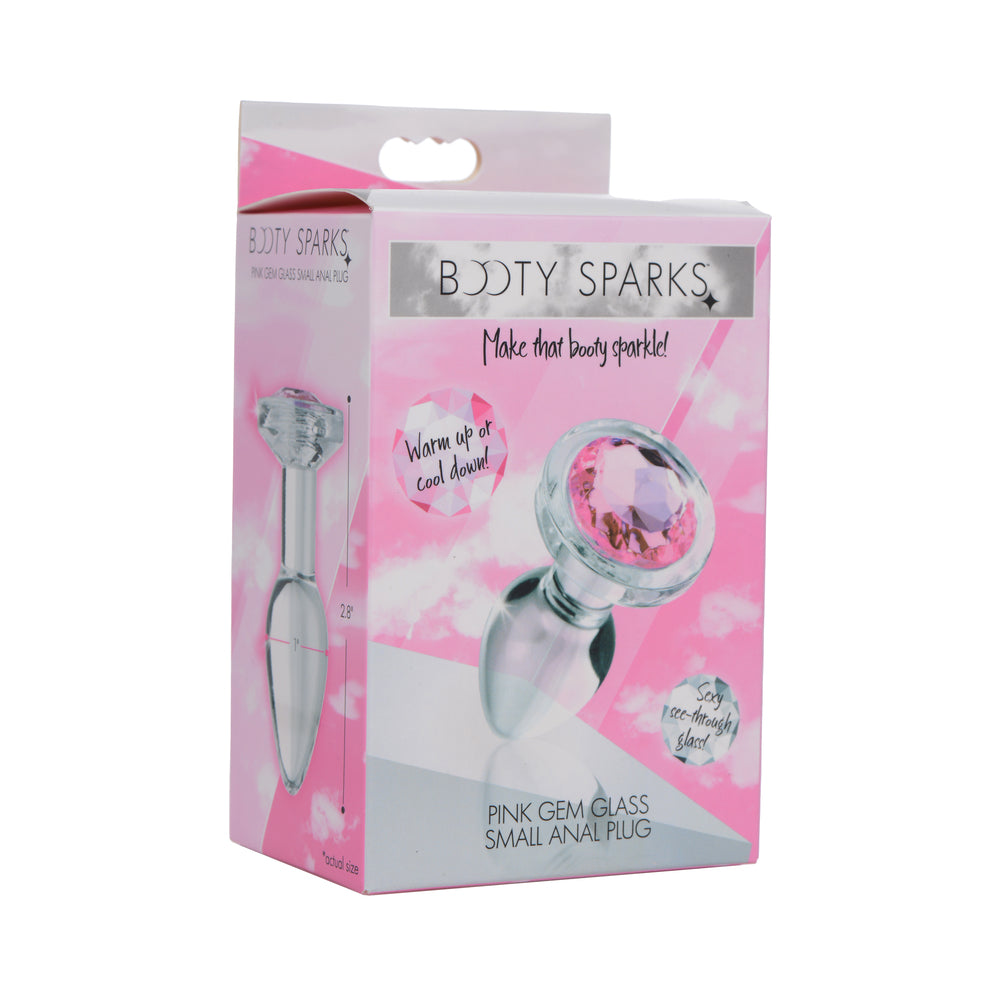 XR BRANDS - BOOTY SPARKS PINK GEM GLASS ANAL PLUG SMALL