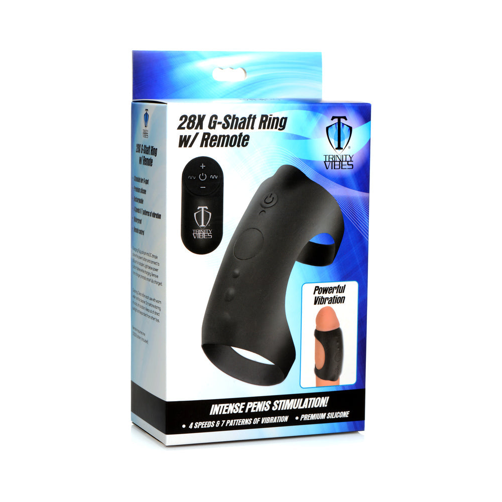 XR BRANDS - TRINITY MEN 28X G-SHAFT SILICONE COCK RING WITH REMOTE