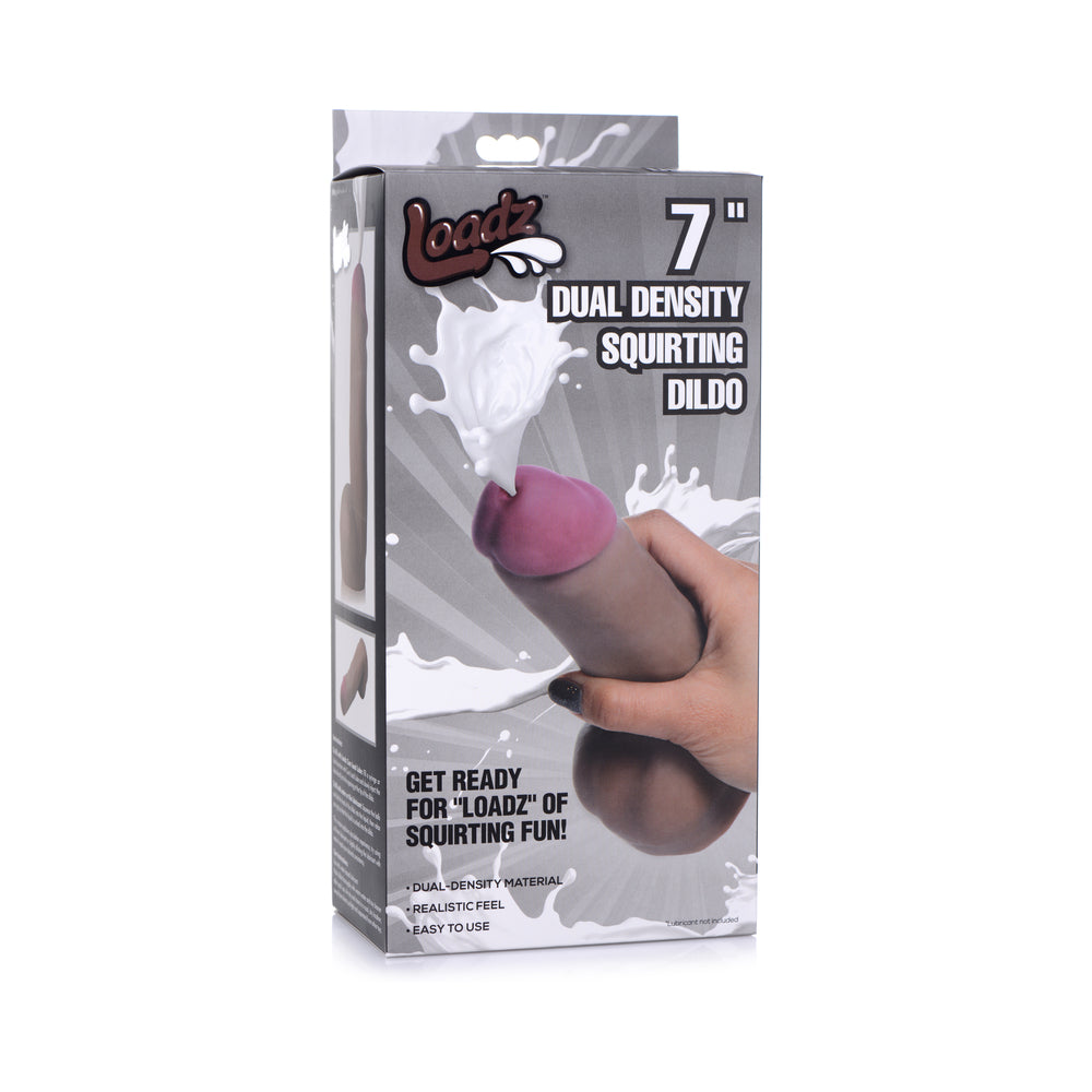 XR BRANDS - LOADZ 7 IN. DUAL DENSITY SQUIRTING DILDO DARK