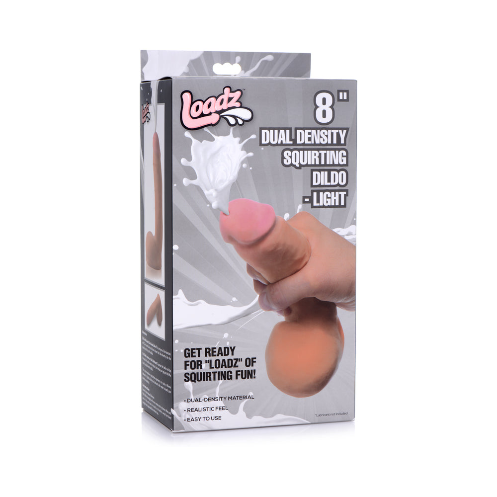 XR BRANDS - LOADZ 8 IN. DUAL DENSITY SQUIRTING DILDO LIGHT