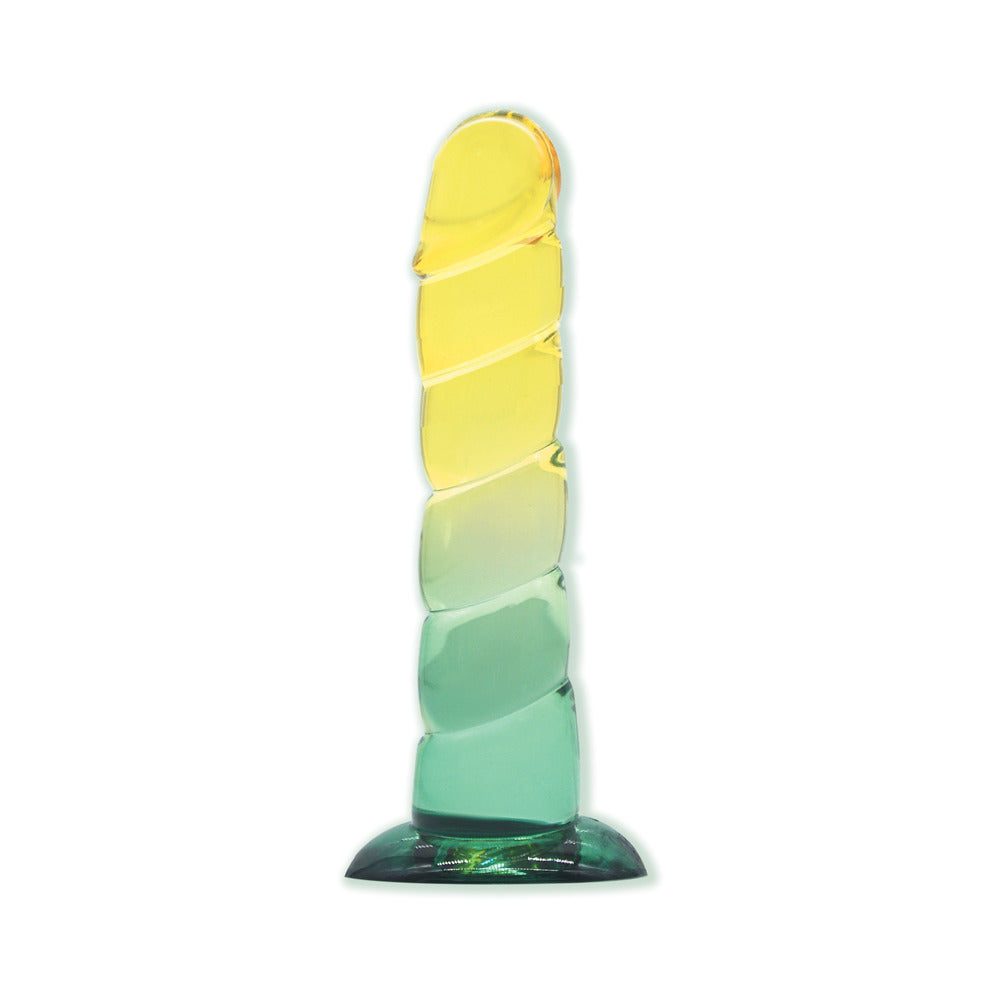 SHADES SWIRL 7.5 IN. DILDO YELLOW/MINT