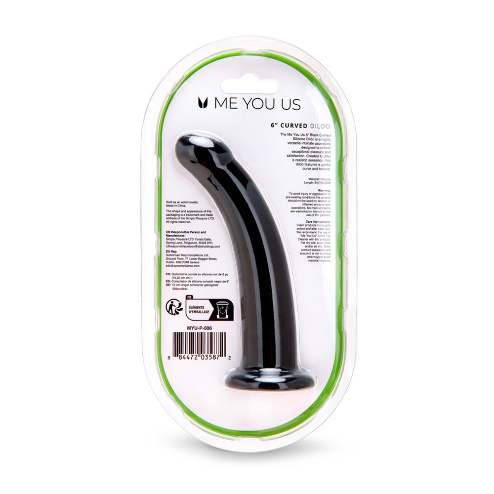 ME YOU US 6 IN. CURVED SILICONE DILDO BLACK
