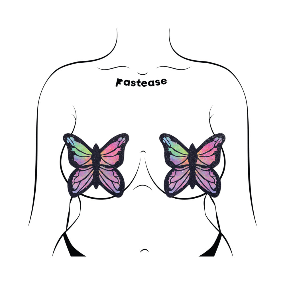 PASTEASE BUTTERFLY RAINBOW TWINKLE VELVET FULL BREAST COVERS SUPPORT TAPE