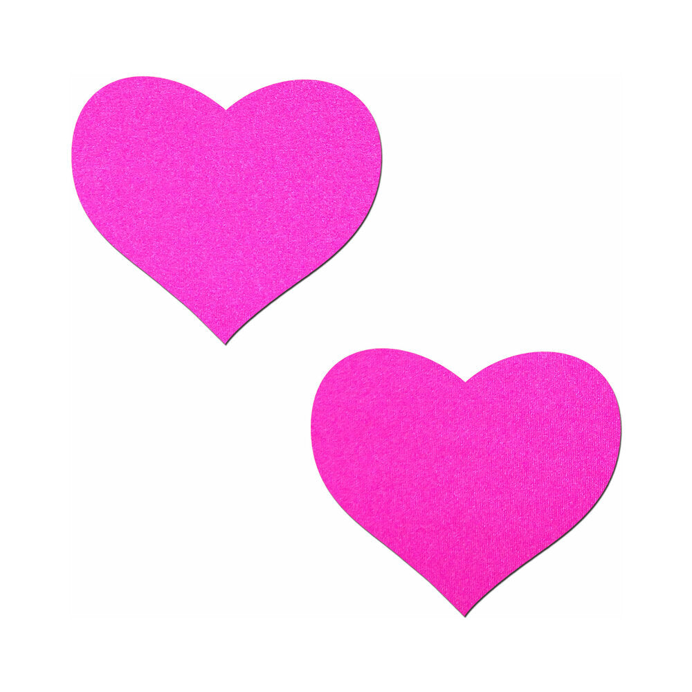 PASTEASE - NEON PINK DAY-GLOW LYCRA HEART NIPPLE PASTIES