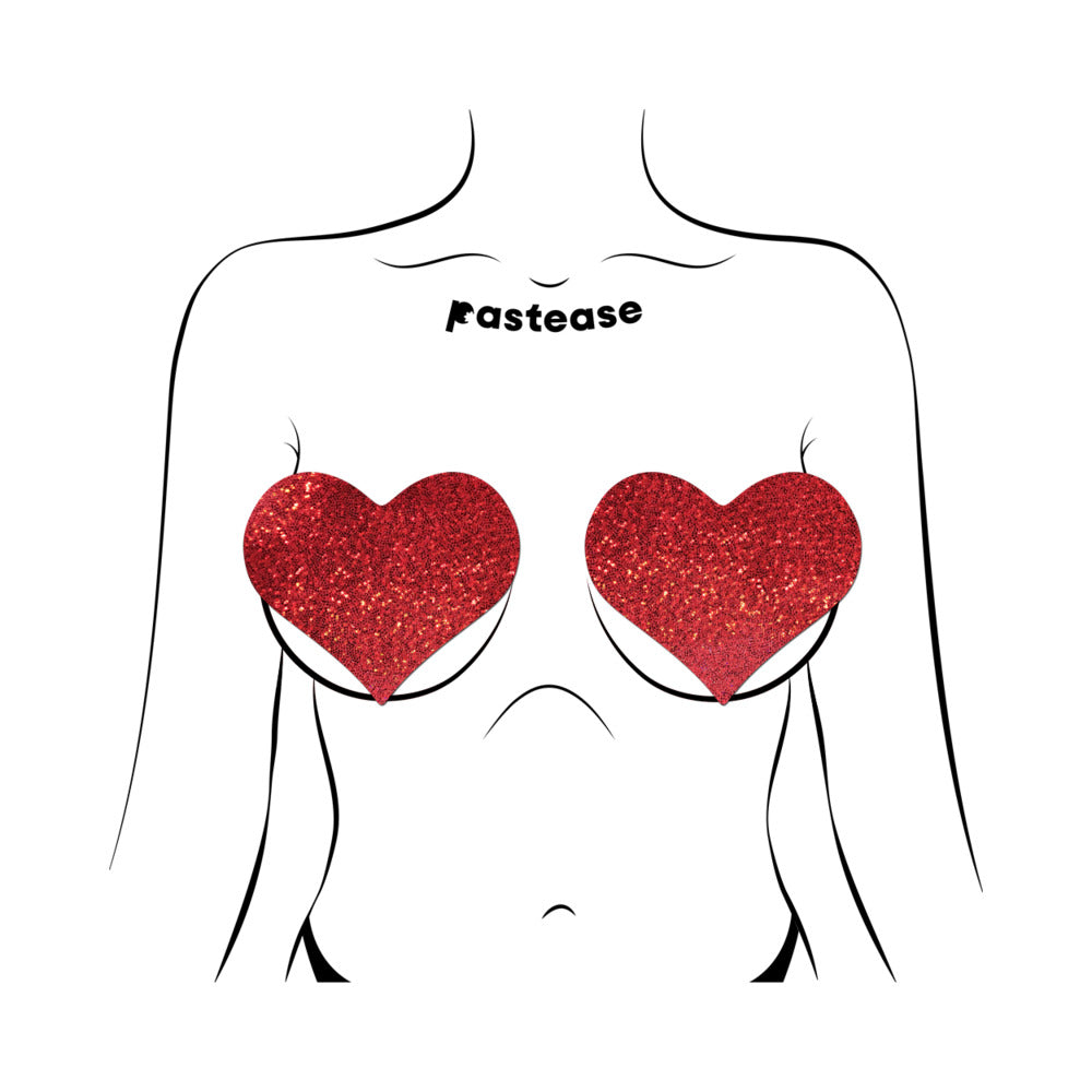 PASTEASE - HEART GLITTER RED FULL BREAST COVERS SUPPORT TAPE