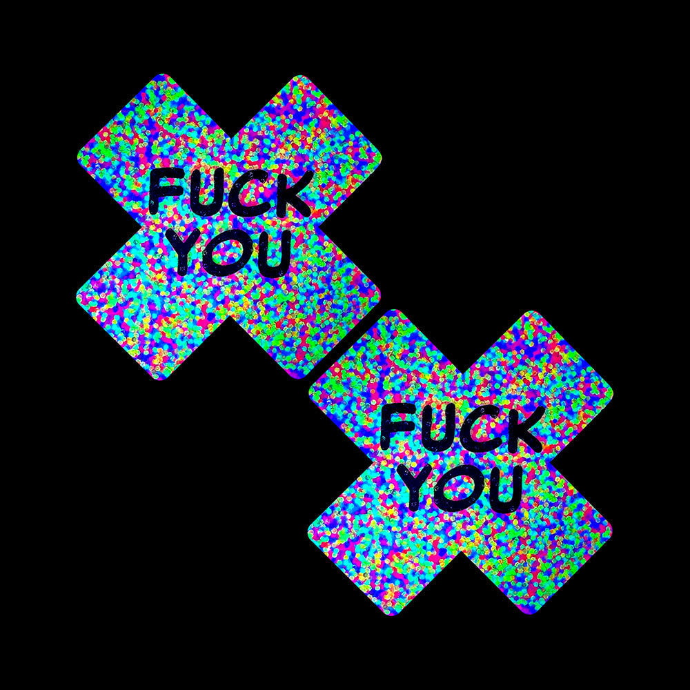 NEVA NUDE F*CK YOU SPRANKLES 3D NEON BLACKLIGHT X FACTOR NIPPLE PASTIES