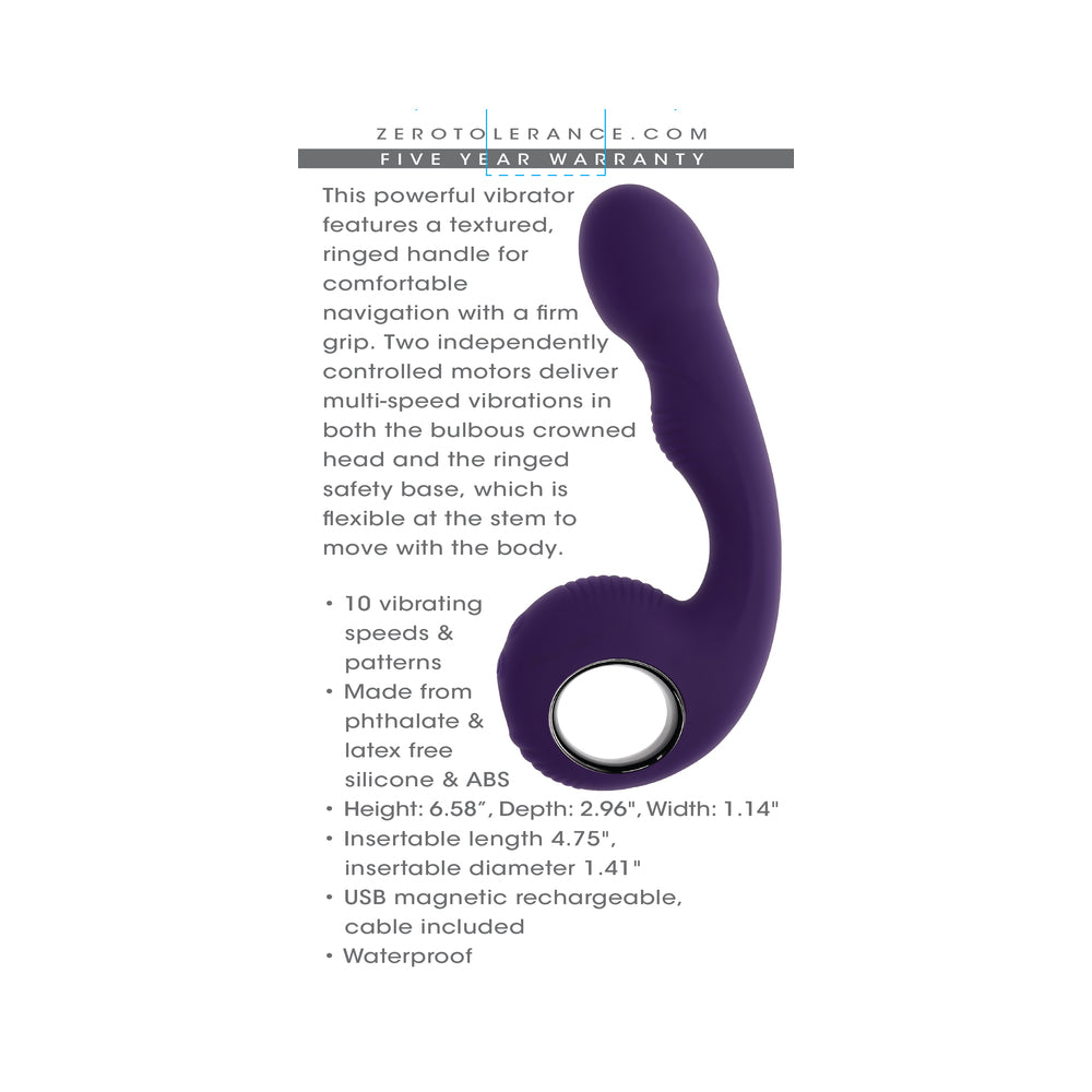 ZERO TOLERANCE RIP CURL RECHARGEABLE SILICONE VIBRATOR PURPLE