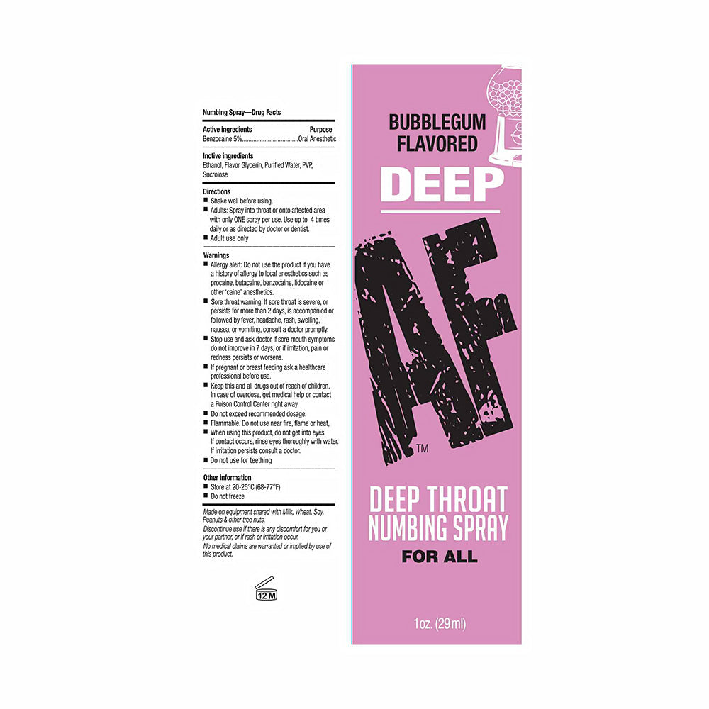 DEEP AF NUMBING DEEP THROAT SPRAY BUBBLEGUM 1 OZ.