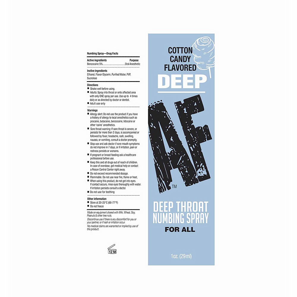 DEEP AF NUMBING DEEP THROAT SPRAY COTTON CANDY 1 OZ.