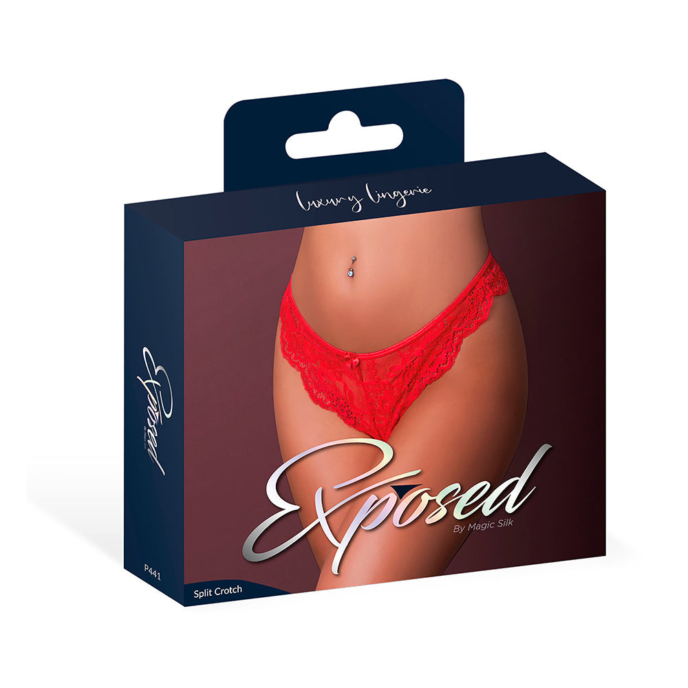 MAGIC SILK - SUGAR HIGH SPLIT CROTCH PANTY RED S/M