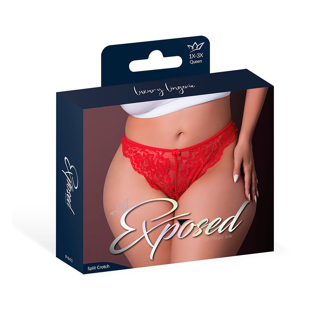 MAGIC SILK SUGAR HIGH SPLIT CROTCH PANTY RED QUEEN SIZE