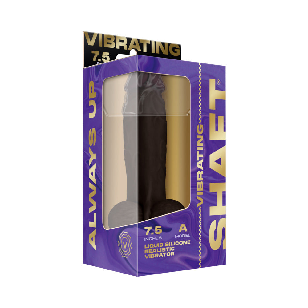 SHAFT VIBRATING MODEL A: 7.5 IN. DUAL DENSITY SILICONE DILDO MAHOGANY