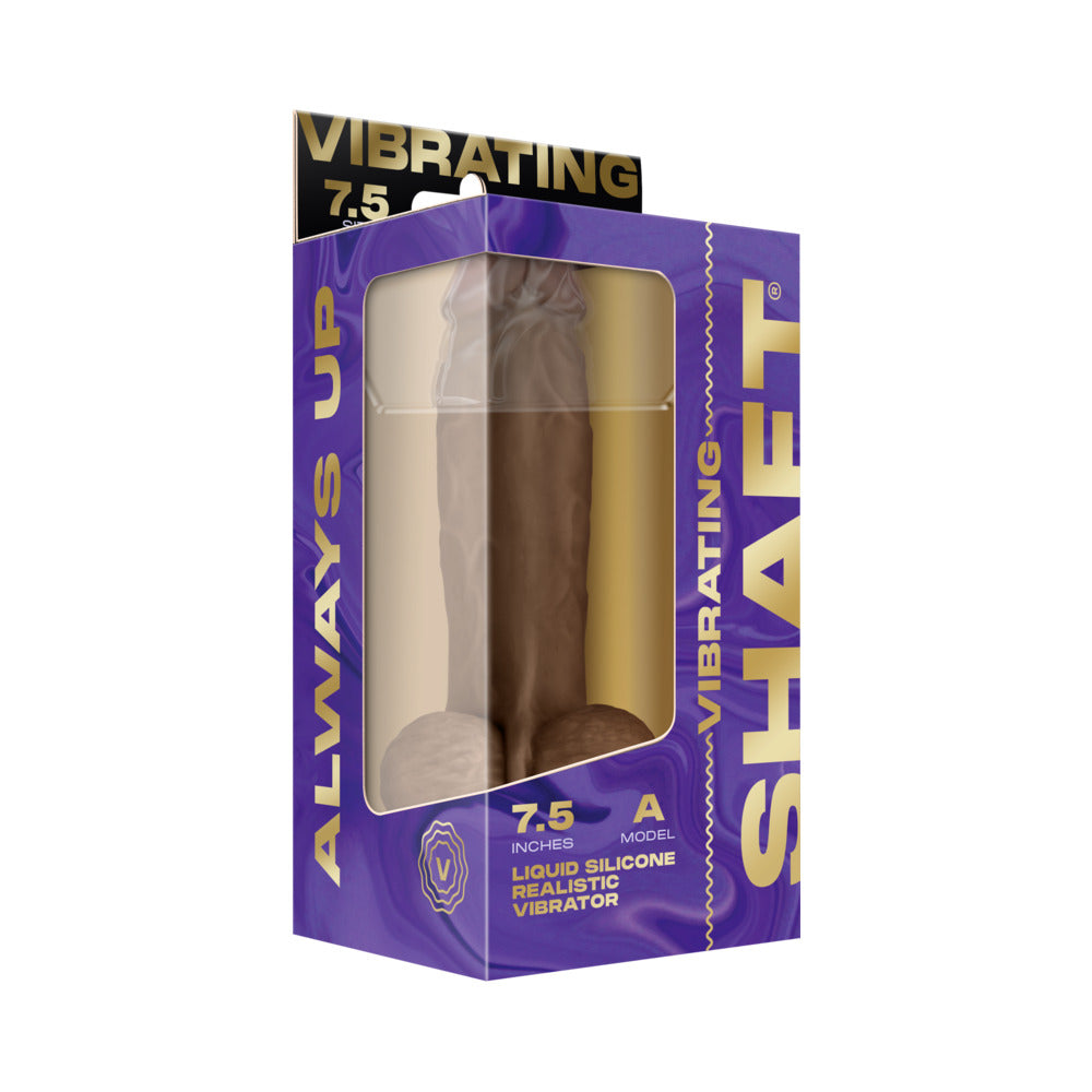 SHAFT - VIBRATING MODEL A: 7.5 IN. DUAL DENSITY SILICONE DILDO OAK