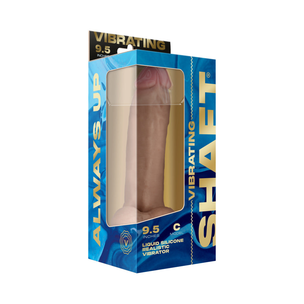 SHAFT - VIBRATING MODEL C: 9.5 IN. DUAL DENSITY SILICONE DILDO PINE