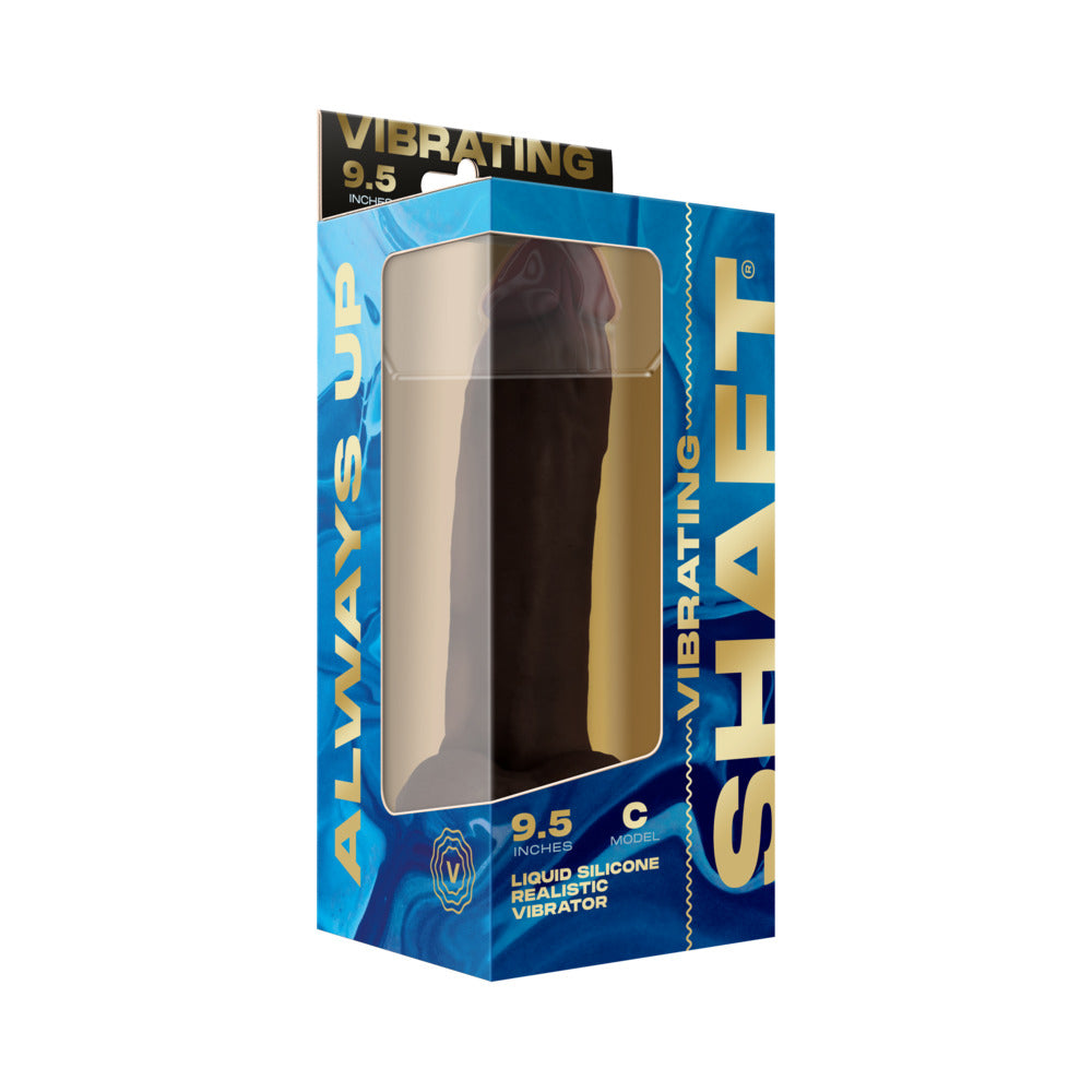 SHAFT - VIBRATING MODEL C: 9.5 IN. DUAL DENSITY SILICONE DILDO MAHOGANY
