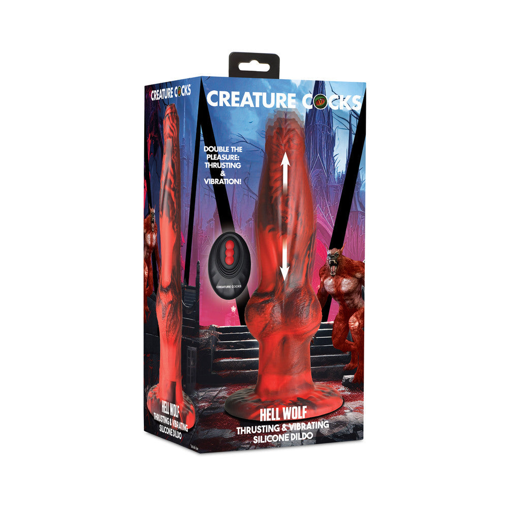 XR BRANDS - CREATURE COCKS HELL WOLF THRUSTING & VIBRATING SILICONE DILDO