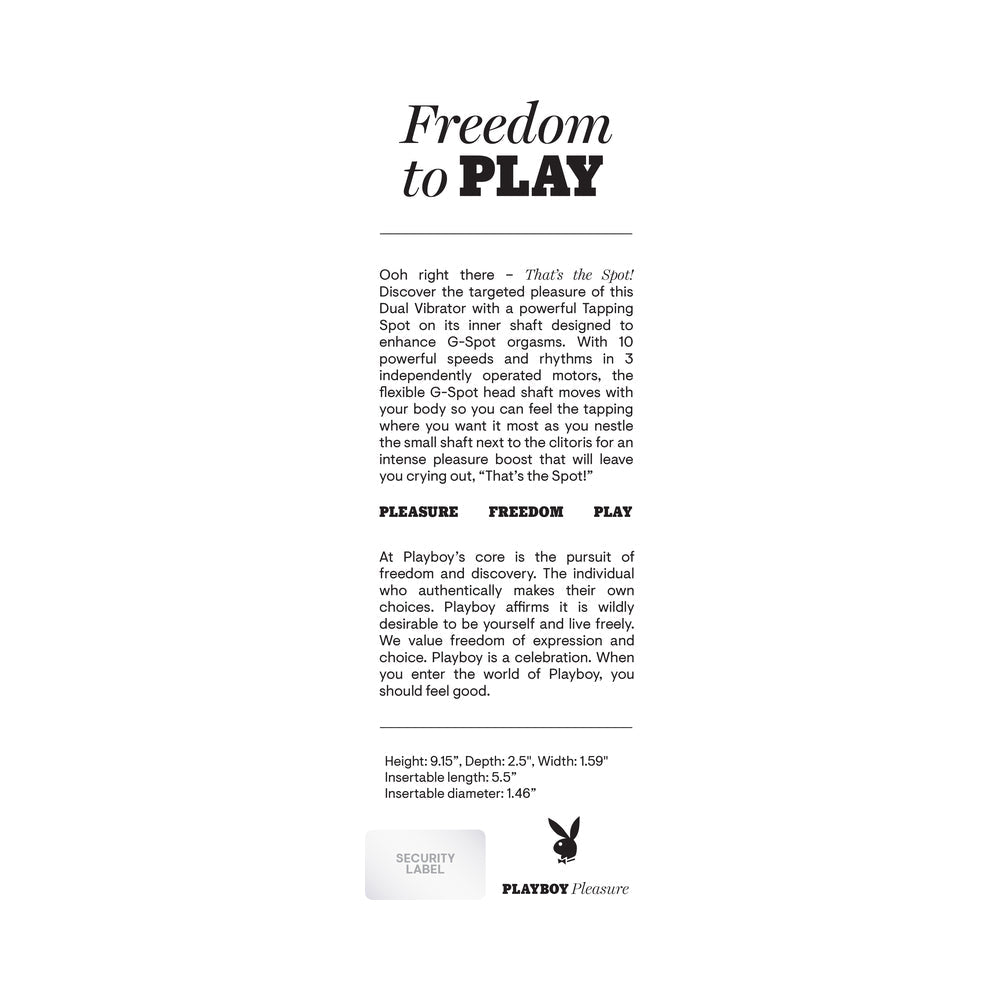 PLAYBOY - THAT''S THE SPOT RECHARGEABLE VIBRATING DUAL STIMULATOR VIBE SILICONE 2 AM