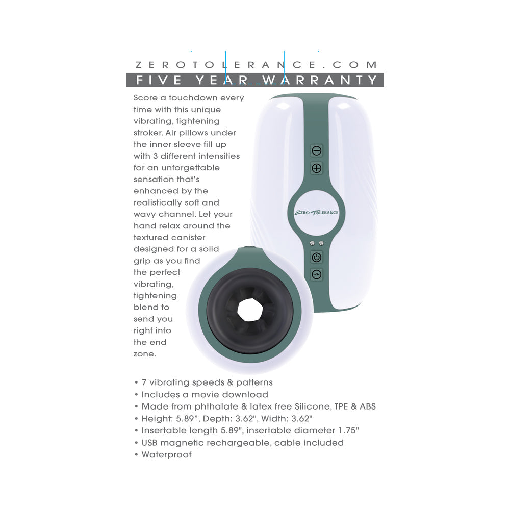 ZERO TOLERANCE TOUCHDOWN RECHARGEABLE VIBRATING TIGHTENING STROKER SILICONE WHITE