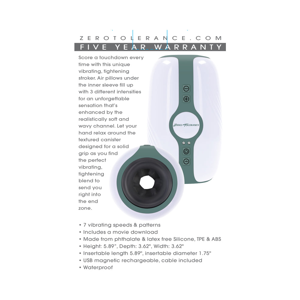 ZERO TOLERANCE - TOUCHDOWN RECHARGEABLE VIBRATING TIGHTENING STROKER SILICONE WHITE