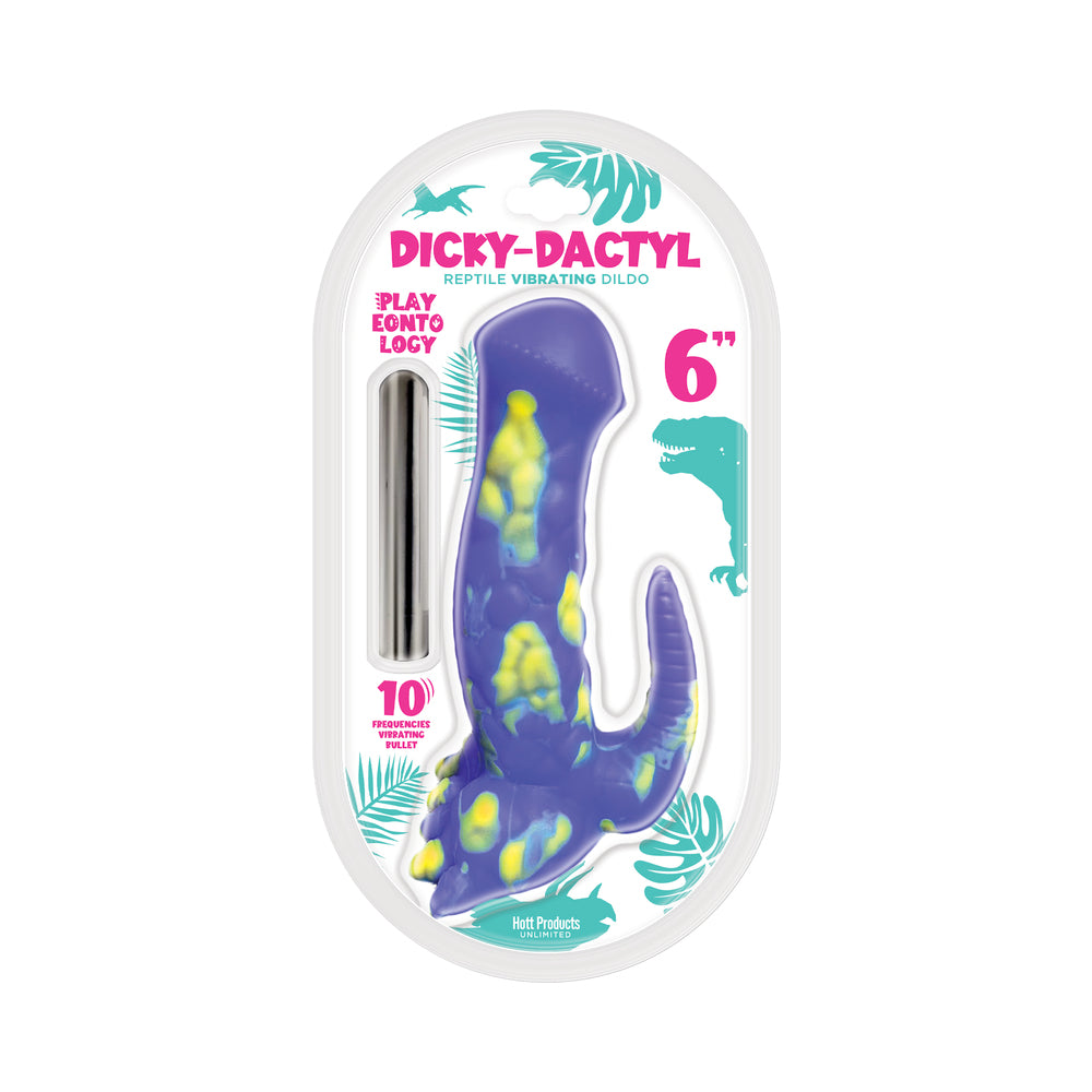HOTT PRODUCTS - PLAYEONTOLOGY SERIES DICKYDACTYL VIBRATING SILICONE DILDO MULTI-SPEED 6 IN.