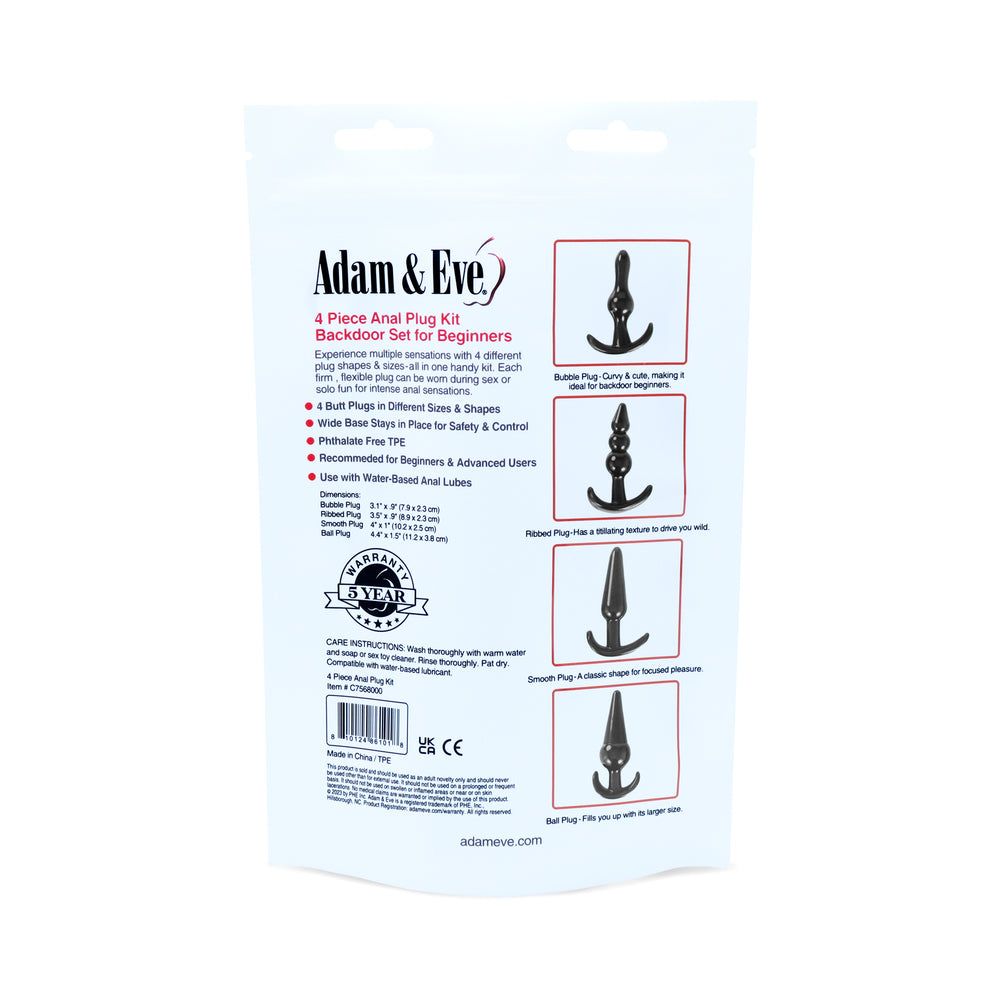 ADAM & EVE 4-PIECE ANAL PLUG KIT (BAG)