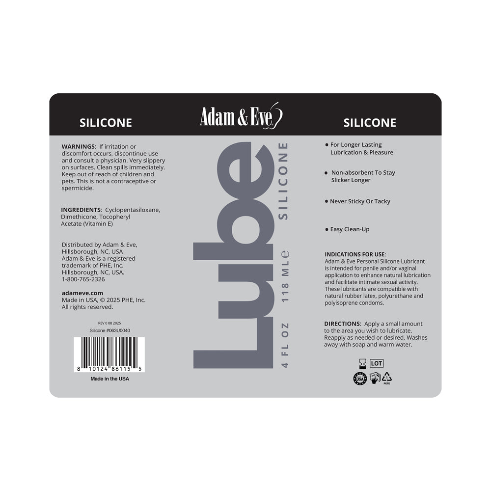 ADAM & EVE - PERSONAL SILICONE LUBRICANT 4 OZ.