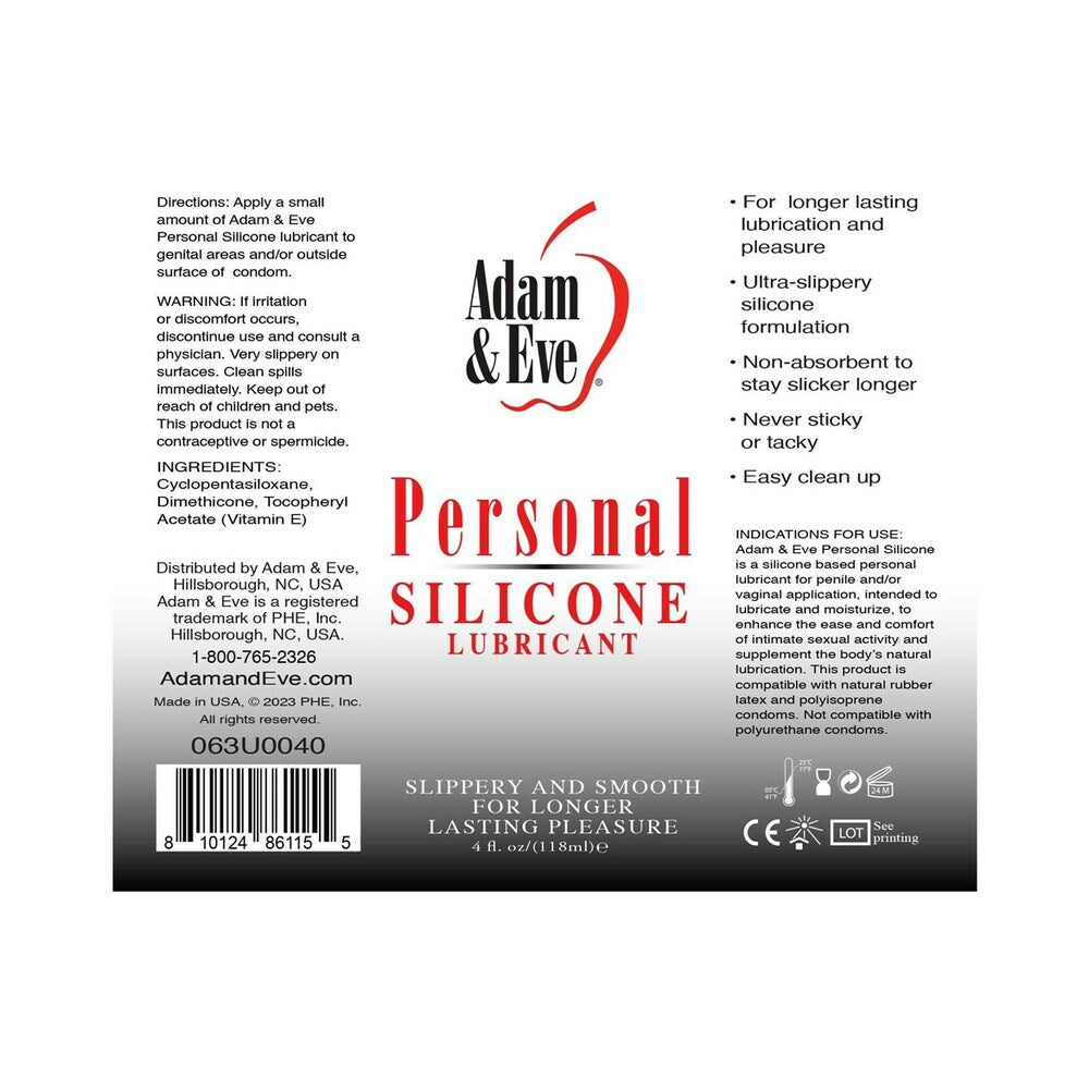 ADAM & EVE PERSONAL SILICONE LUBRICANT 4 OZ.
