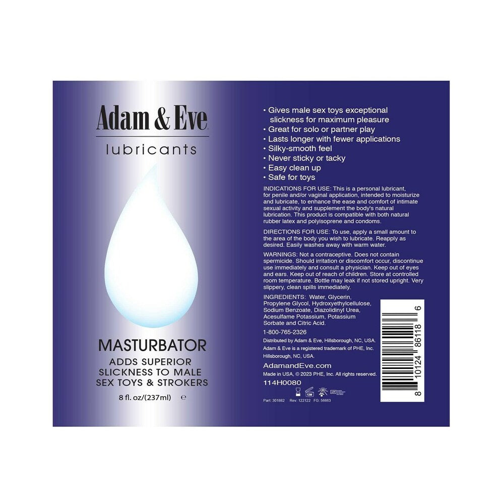 ADAM & EVE MASTURBATOR LUBRICANT 8 OZ.