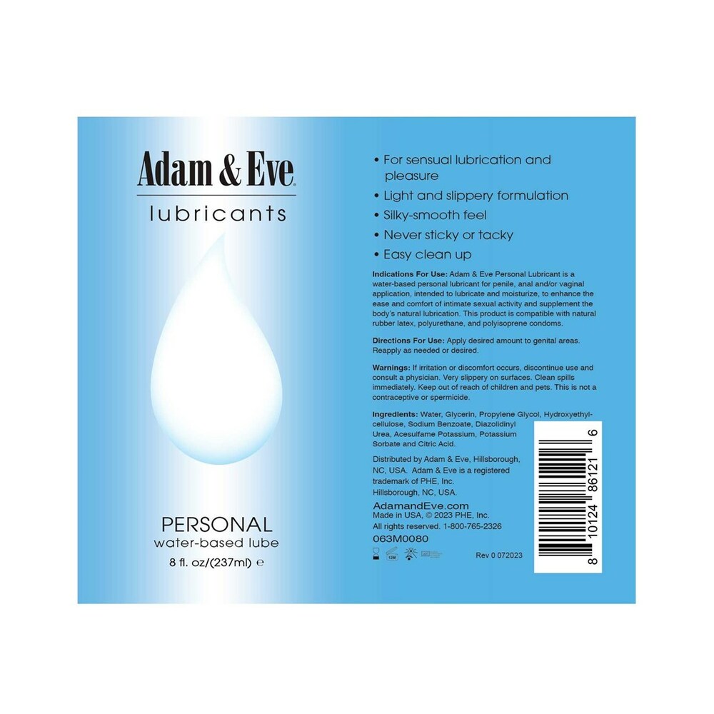 ADAM & EVE PERSONAL WATER-BASED LUBRICANT 8 OZ.