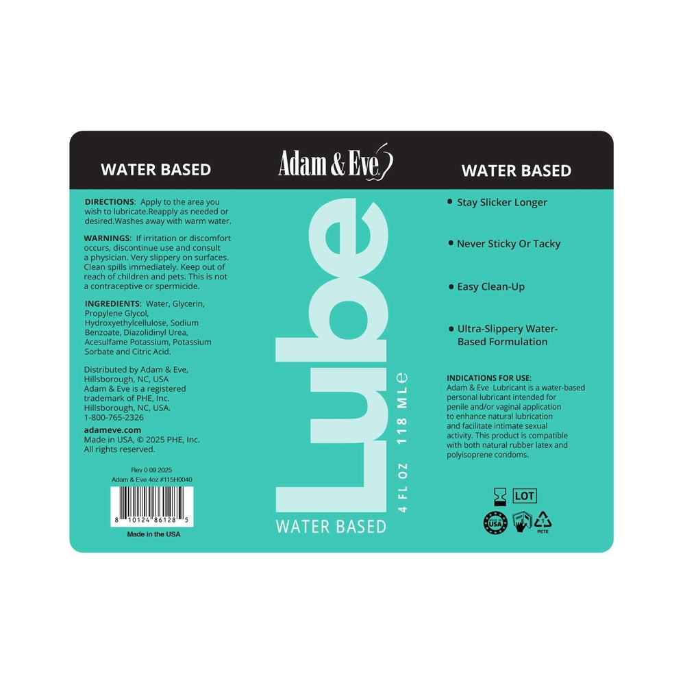 ADAM & EVE - WATER-BASED LUBRICANT 4 OZ.