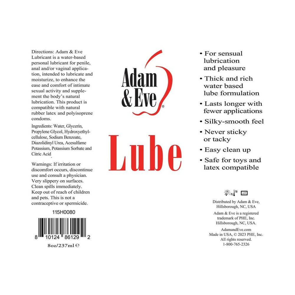 ADAM & EVE WATER-BASED LUBRICANT 8 OZ.