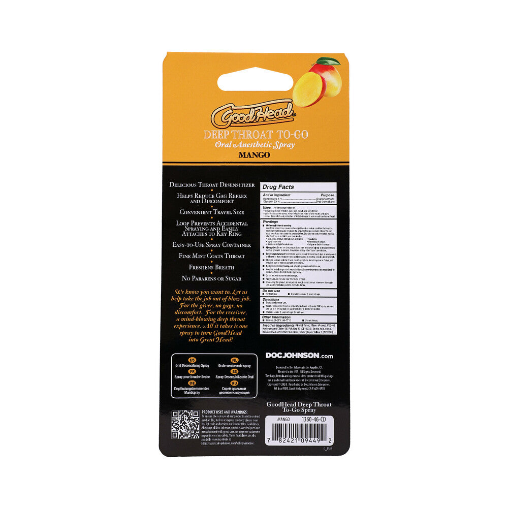 DOC JOHNSON - SPRAY BUCAL PROFUNDO GOODHEAD PARA LLEVAR MANGO 0.3 OZ.