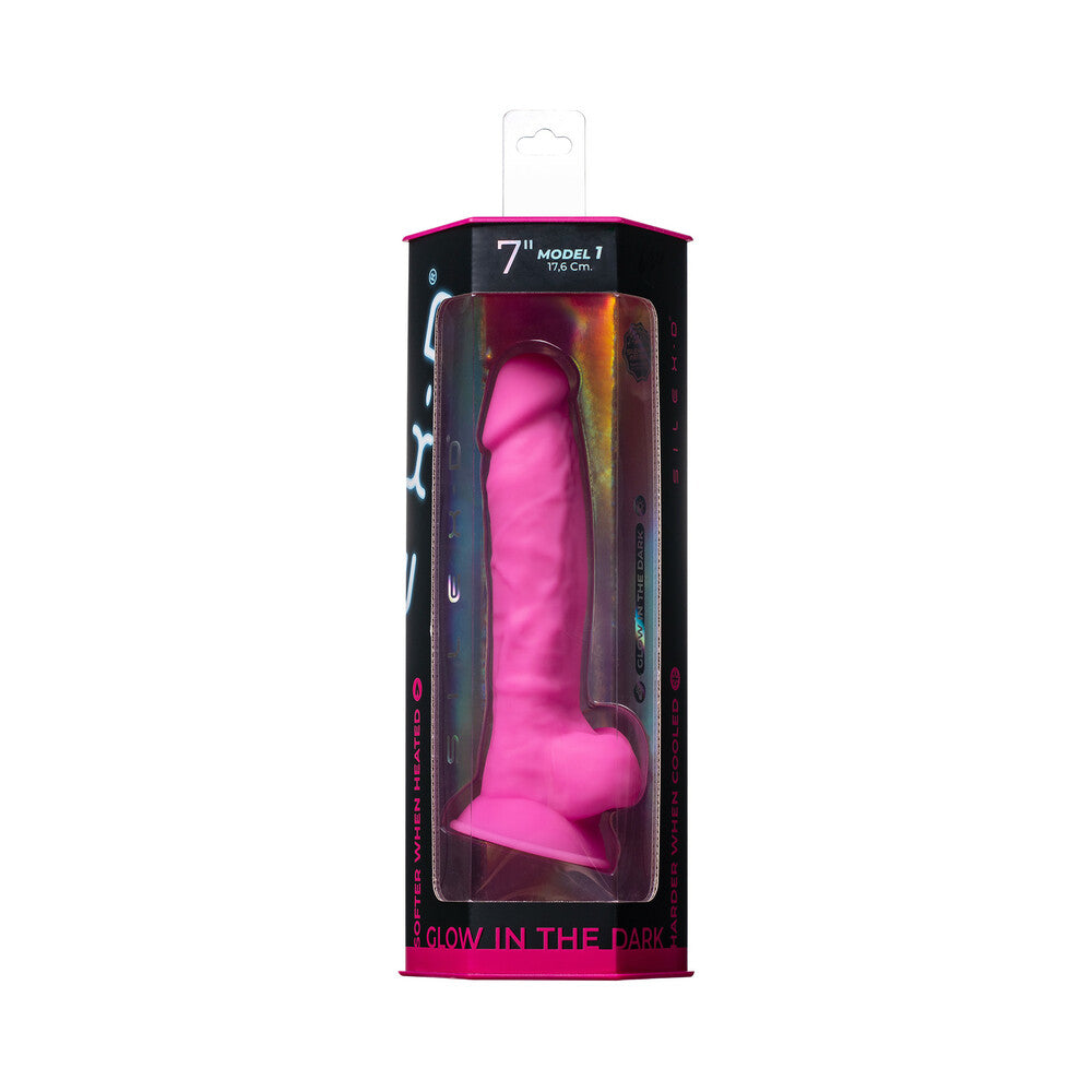 DOC JOHNSON - SILEX-D THE ORIGINAL MODEL 1 DILDO 7 IN. GLOW-IN-THE-DARK PINK