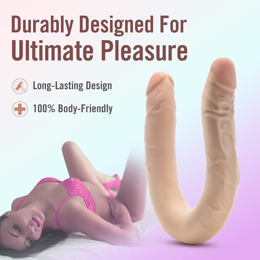 BLUSH - DR. SKIN PLUS 16.5 IN. POSABLE DOUBLE DONG BEIGE