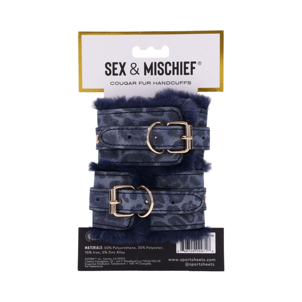 SPORTSHEETS SEX & MISCHIEF COUGAR FUR HANDCUFFS
