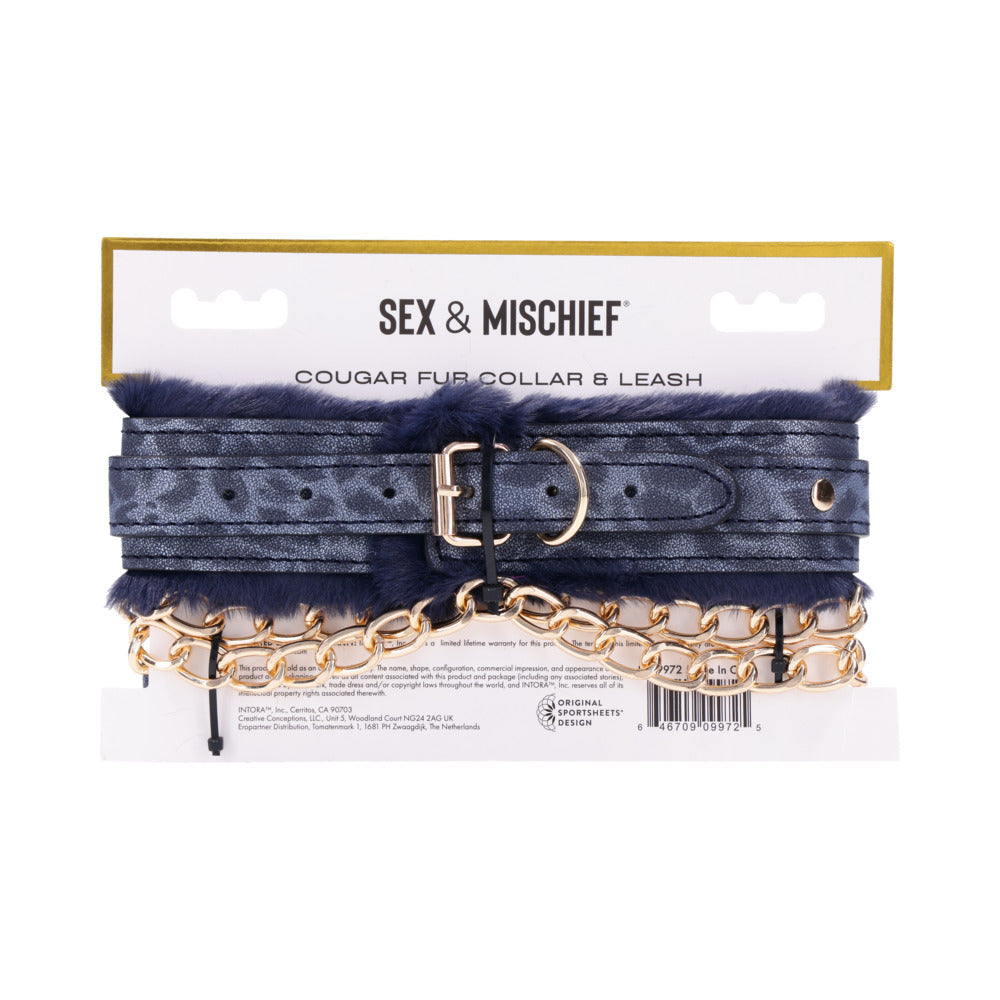 SPORTSHEETS - SEX & MISCHIEF COUGAR FUR COLLAR & LEASH