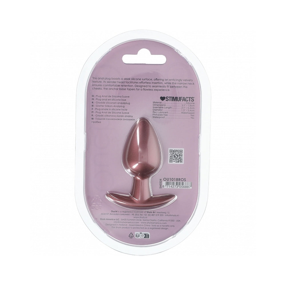 SHOTS - OUCH! SMOOTH SILICONE ANAL PLUG MEDIUM 3.1 IN. ROSE GOLD