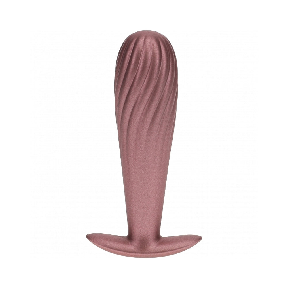 SHOTS - OUCH! SMOOTH SILICONE RIBBED ANAL PLUG 4.6 IN. ROSE GOLD