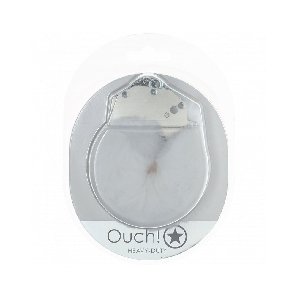 OUCH! HEAVY-DUTY FLUFFY HANDCUFFS WHITE